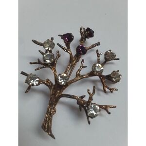 Sterling‎ Silver Tree Brooch Rhinestone Branch Pin Mid Century